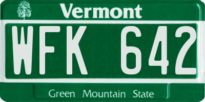 VT license plate WFK642