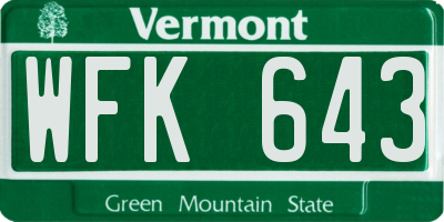 VT license plate WFK643