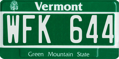 VT license plate WFK644