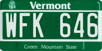 VT license plate WFK646
