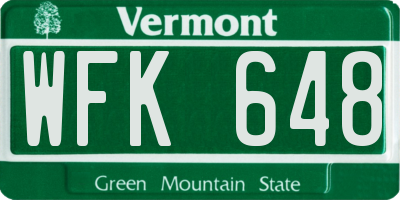 VT license plate WFK648