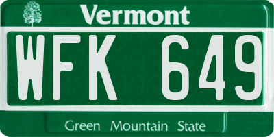 VT license plate WFK649