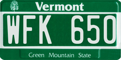 VT license plate WFK650