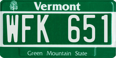 VT license plate WFK651