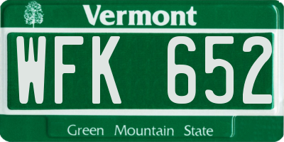 VT license plate WFK652