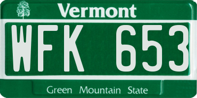 VT license plate WFK653