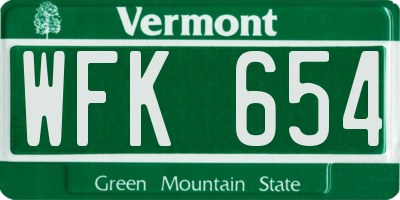 VT license plate WFK654