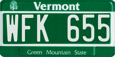 VT license plate WFK655