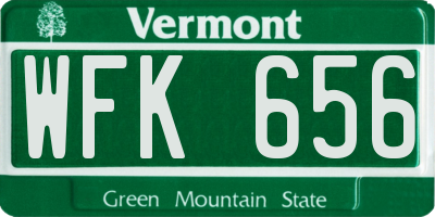 VT license plate WFK656