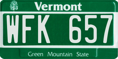 VT license plate WFK657
