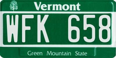 VT license plate WFK658