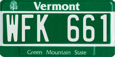 VT license plate WFK661