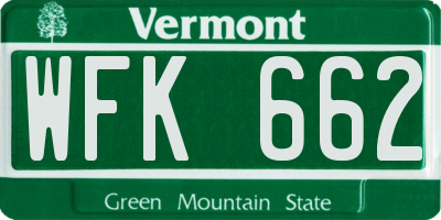 VT license plate WFK662