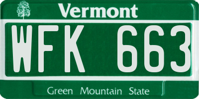 VT license plate WFK663