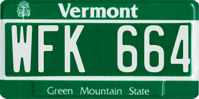 VT license plate WFK664