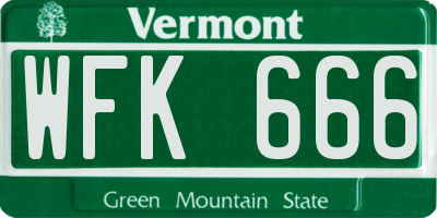 VT license plate WFK666