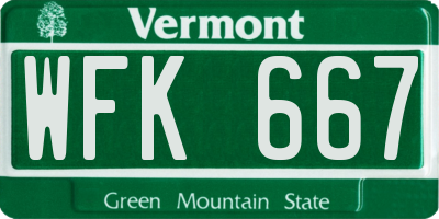 VT license plate WFK667