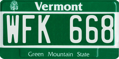 VT license plate WFK668