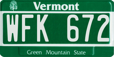 VT license plate WFK672