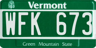 VT license plate WFK673