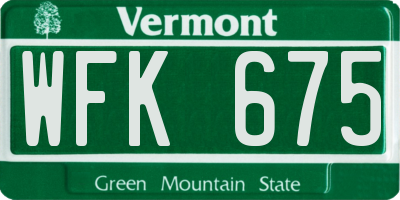 VT license plate WFK675