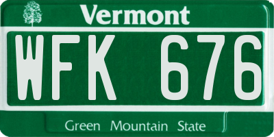 VT license plate WFK676