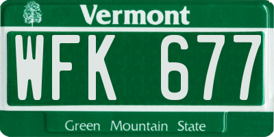 VT license plate WFK677