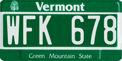 VT license plate WFK678