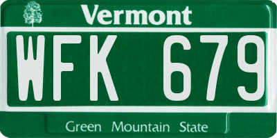 VT license plate WFK679