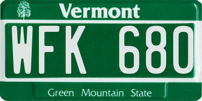 VT license plate WFK680