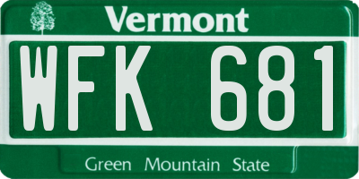 VT license plate WFK681