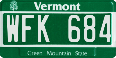 VT license plate WFK684