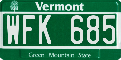 VT license plate WFK685