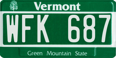 VT license plate WFK687