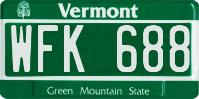 VT license plate WFK688