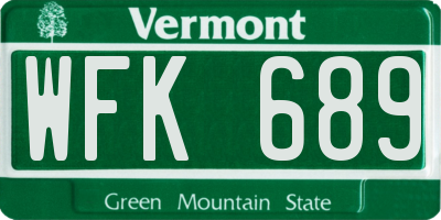 VT license plate WFK689