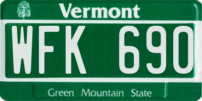 VT license plate WFK690