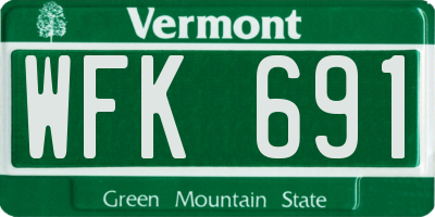 VT license plate WFK691