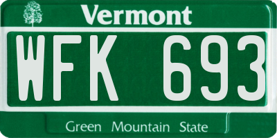 VT license plate WFK693
