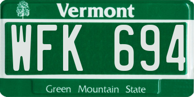 VT license plate WFK694
