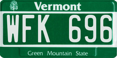 VT license plate WFK696