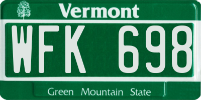 VT license plate WFK698