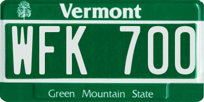 VT license plate WFK700
