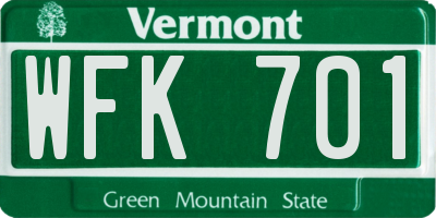 VT license plate WFK701