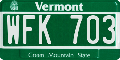 VT license plate WFK703