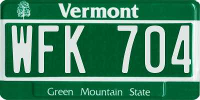 VT license plate WFK704