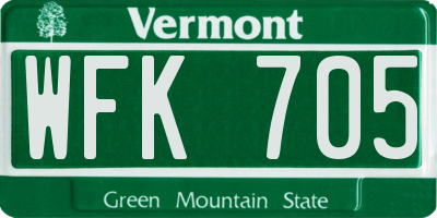 VT license plate WFK705