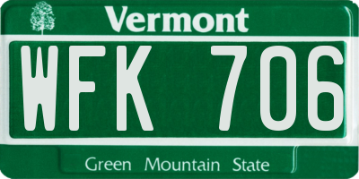 VT license plate WFK706