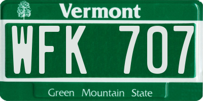VT license plate WFK707