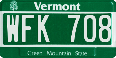 VT license plate WFK708